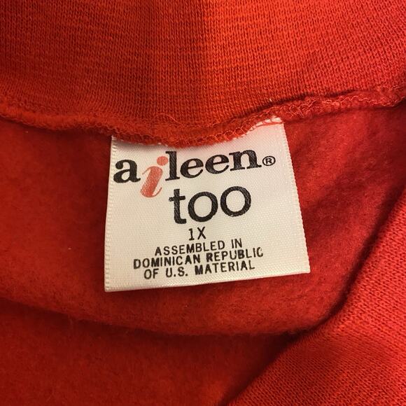 Vintage 90s Ugly Christmas Tree Bears Sweater Holiday Women 1X Fleece VNeck Red - Picture 4 of 5